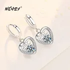 Женские серьги из серебра 925 пробы, с голубым кристаллом, циркониевый в форме сердца