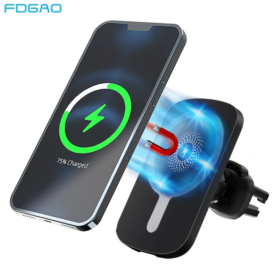 Магнитное беспроводное автомобильное зарядное устройство с креплением на