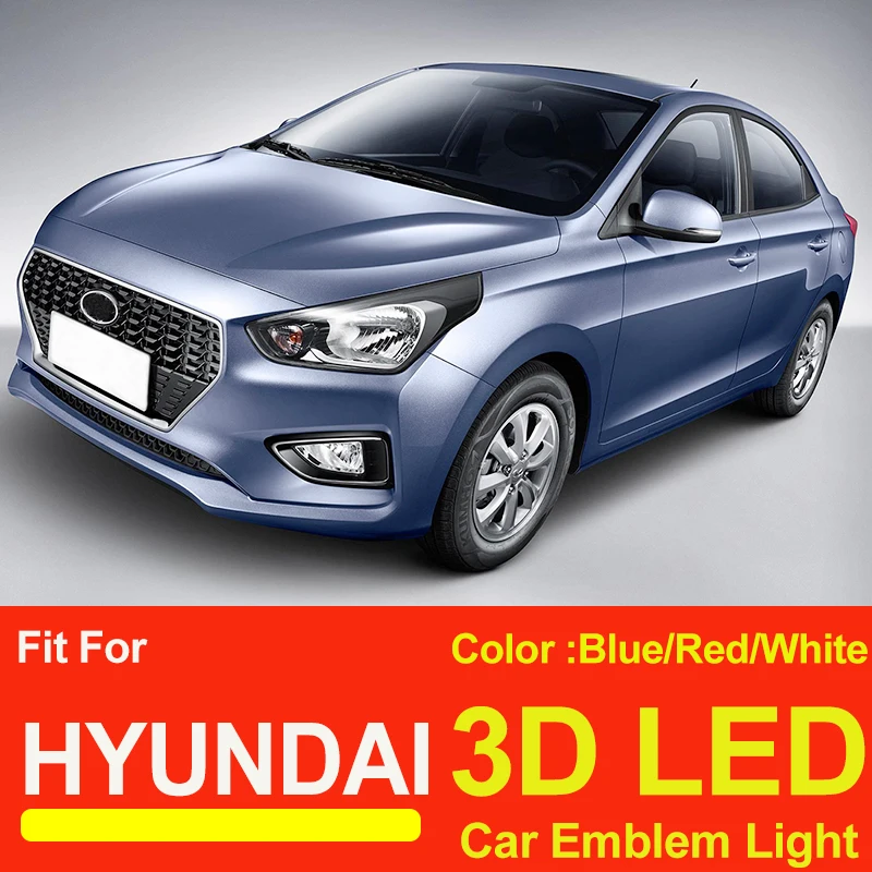

3D Car Emblem Light Badge Cvoers Auto Logo Lamp Accessory for I30 TUCSON GENESIS VERNA Elantra SONATA YTUCSON ACCENT IX35