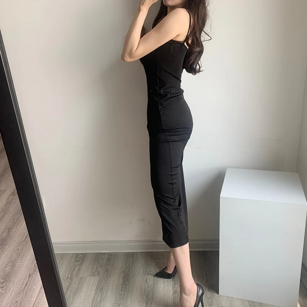 Sladuo Sexy Sleeveless Strapsless Black Strap Bandage Dress Party Casual Basic Beach Long | Женская одежда