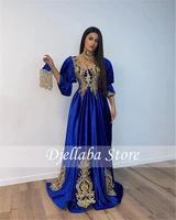 algeria caftan high neck royal blue evening dress bridal dress formal dubai formal lace celebrity dresses sexy side split