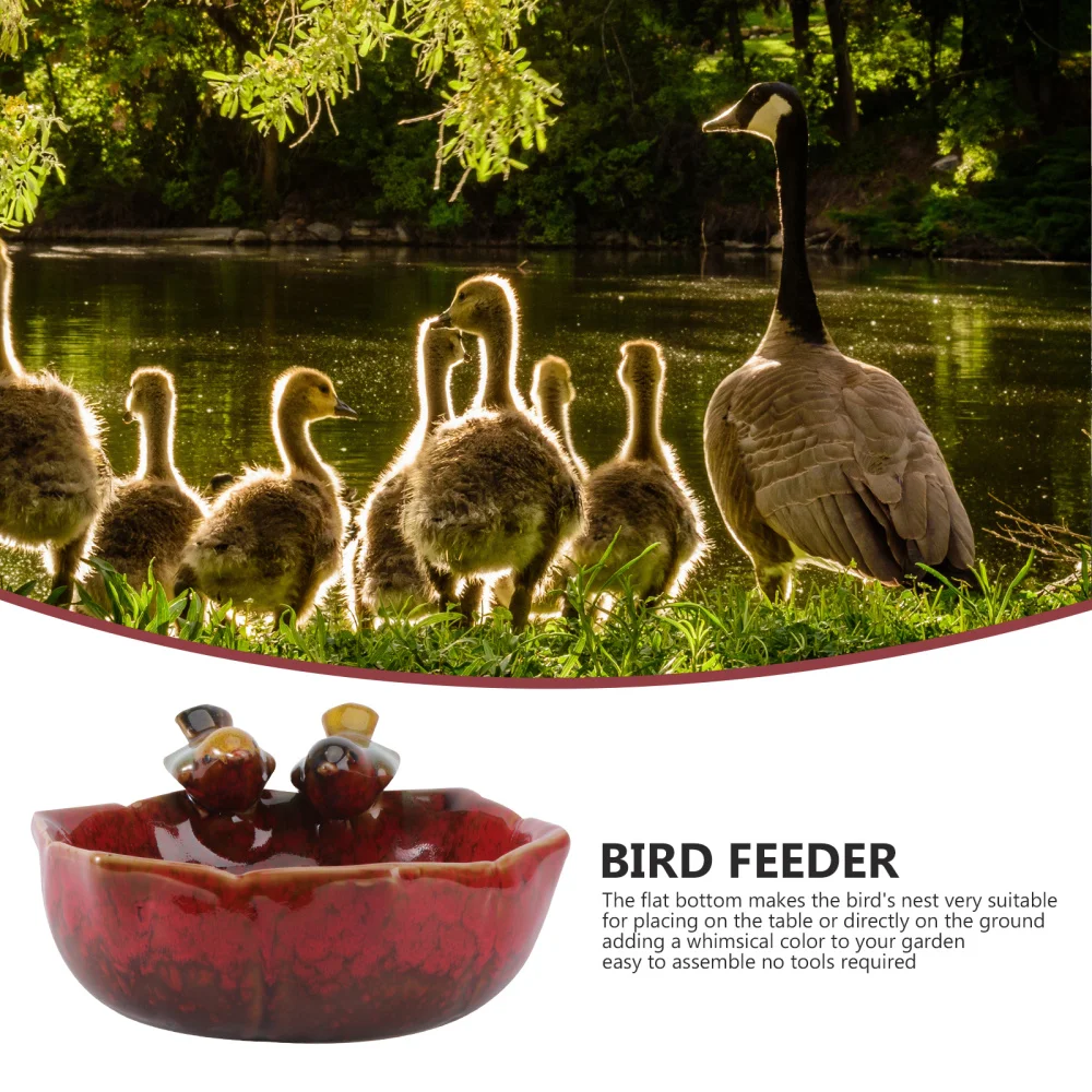 

1Pc Household Fruit Plate Durable Bird Feeder Delicate Bird Feeding Bowl Red