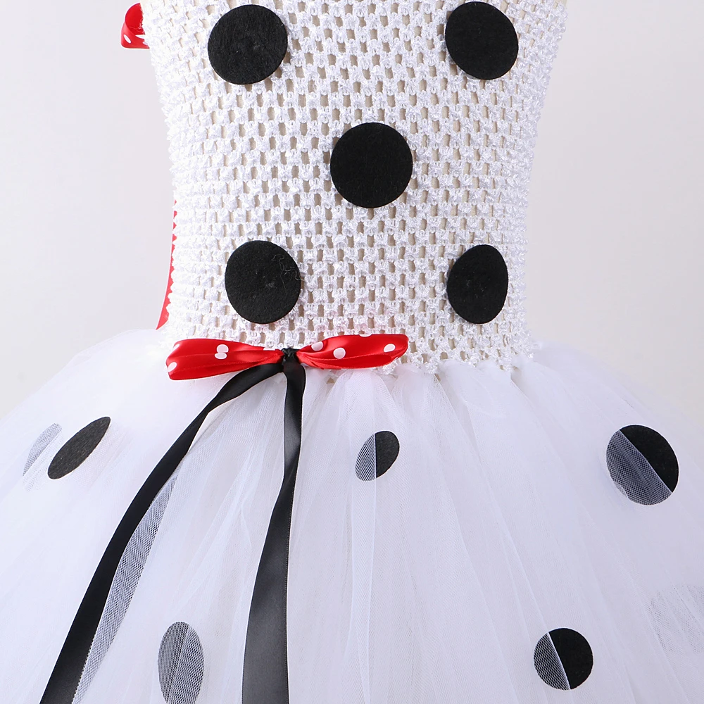 Dalmatian Dog Tutu Dress for Baby Girls White Black Spotted Animal Halloween Costume for Kids Toddler Puppy Dressing up Outfit images - 6