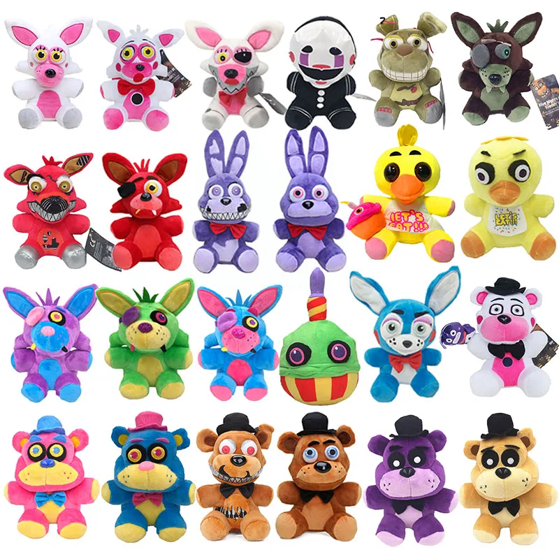 

18cm Plush Toys Freddy Bear Foxy Chica Clown Stuffed Plushie Toys Bonnie Dolls Animal Plushes for Children Christmas Gifts