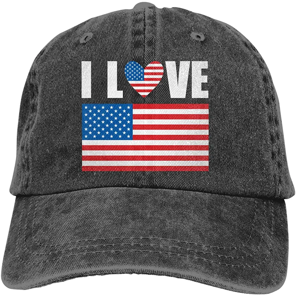 

KKMKSHHG унисекс, Стиль I Love, американский флаг, винтажная Регулируемая хлопковая джинсовая шапка