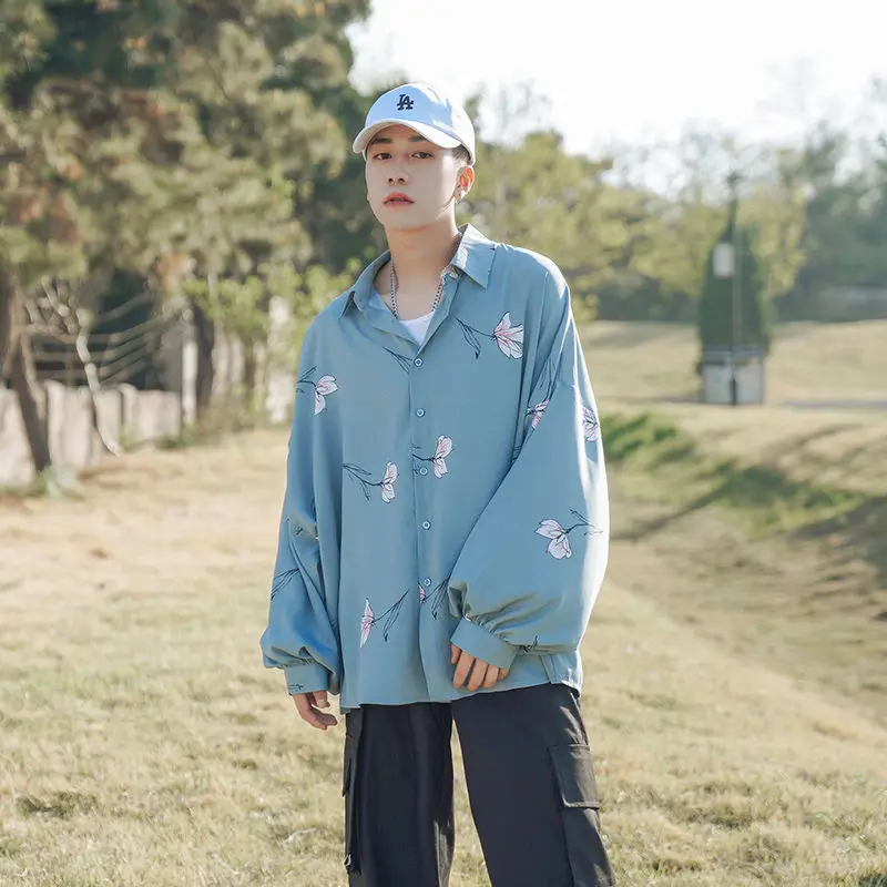 Новинка 2020 модная брендовая мужская рубашка с длинным рукавом Корейская версия