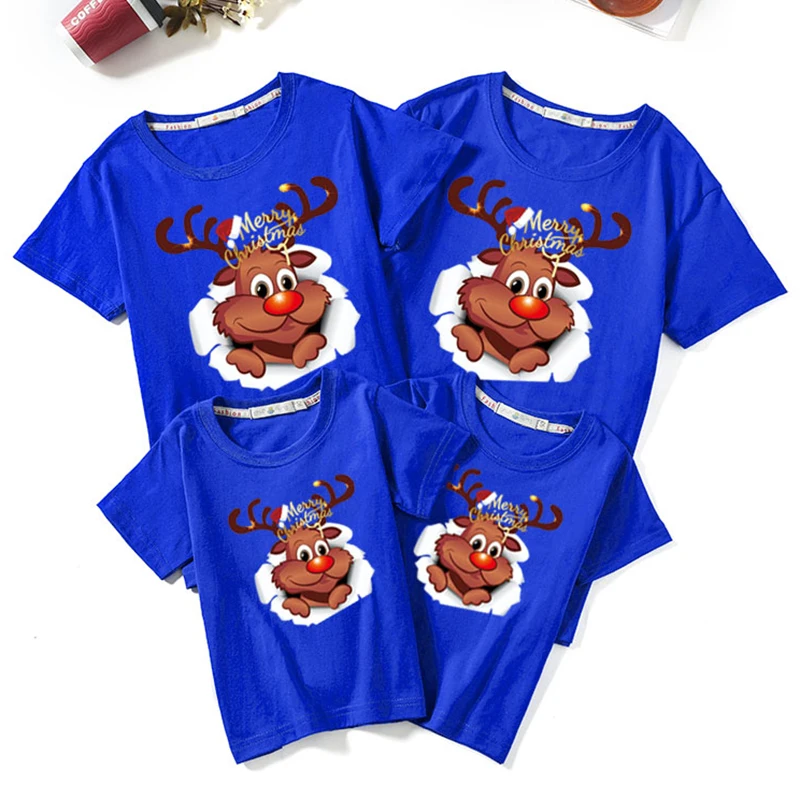 Рождество Одежда для мамы и дочки Для взрослых детей футболка одинаковые