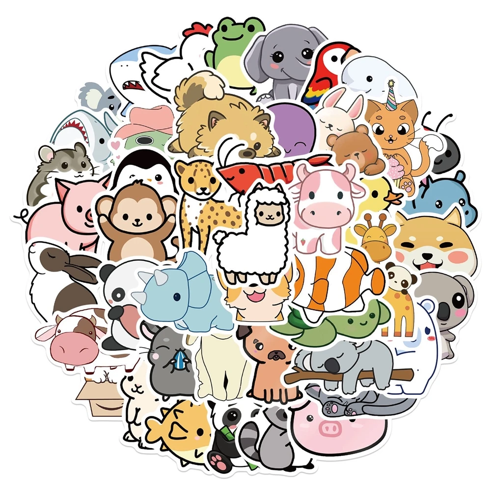 

10/30/50PCS Cute Cartoon Animal Stickers Aesthetic Phone Laptop Guitar Suitcase Car Anime Graffiti Sticker Kid Toy