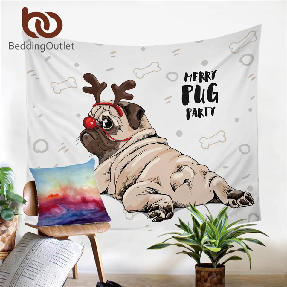 Постельное белье на выход хиппи мопса гобелен животных мультфильм настенные