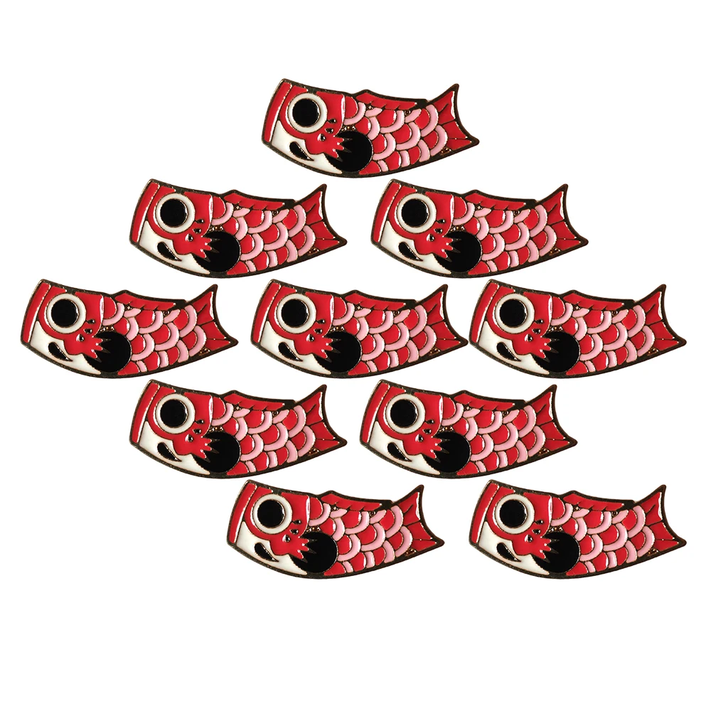 

10 шт./партия, Женские винтажные эмалированные броши в форме рыбы кои