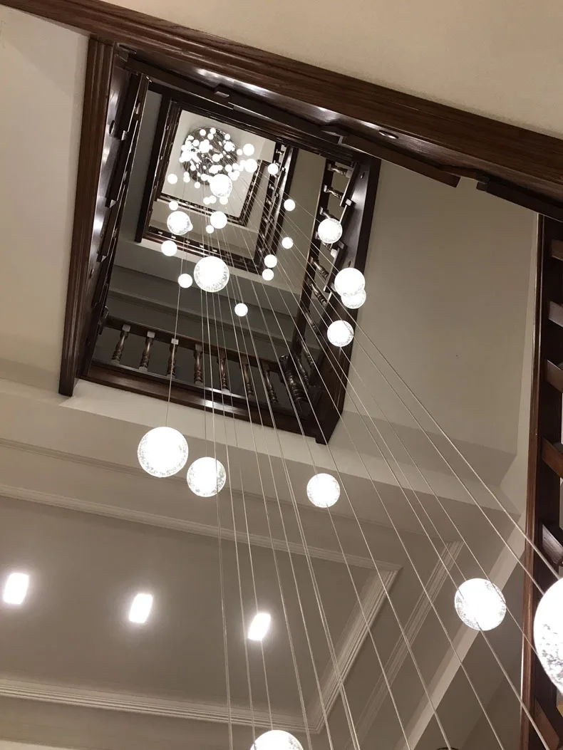 Современные стеклянные светодиодные подвесные лампы с хрустальными шариками