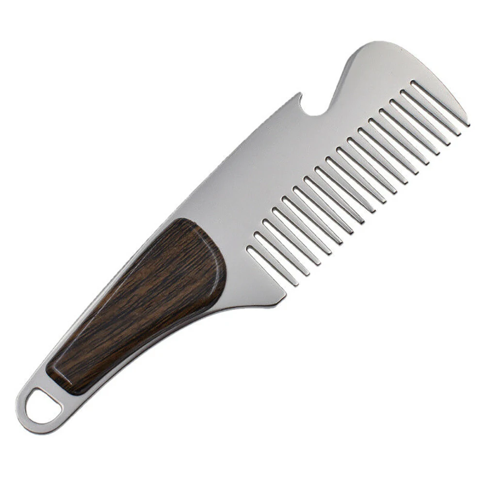 Stainless Steel Wood Grain Handle Silver Tooth Portable Male Comb Cool Styling Practical Beard | Красота и здоровье