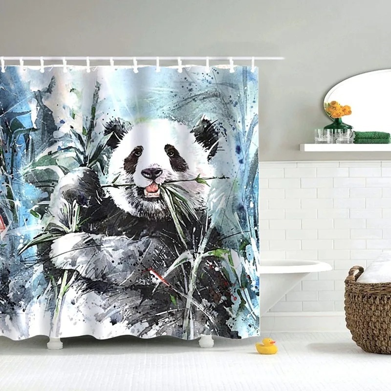 Занавеска для душа Dafield в виде панды забавная мультяшная Водонепроницаемая