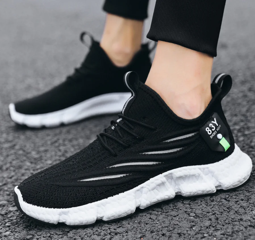 

New Lightweight Breathable Men's Safety Shoes Fashion Sneakers Casual Work Shoes Lace Up Walking Flat Shoe