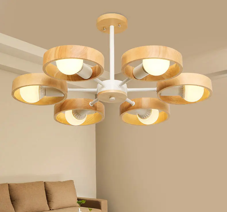 Минималистичные деревянные подвесные светодиодсветодиодный светильники E27 с