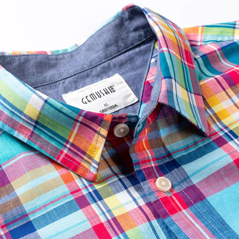 

New Large Fashion Short Sleeve Spring Summer Men 100% Cotton Handsome Plaid Loose Casual Shirts Plus Size S M LXL2XL3XL4XL5XL6XL