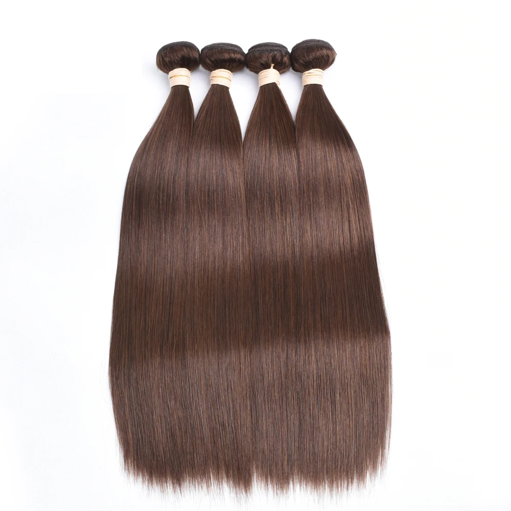 

2#/4# Chocolate Brown Human Hair Bundles Straight Human Hair Extensions Brazilian Hair Weave Bundles Machine Double Weft Remy