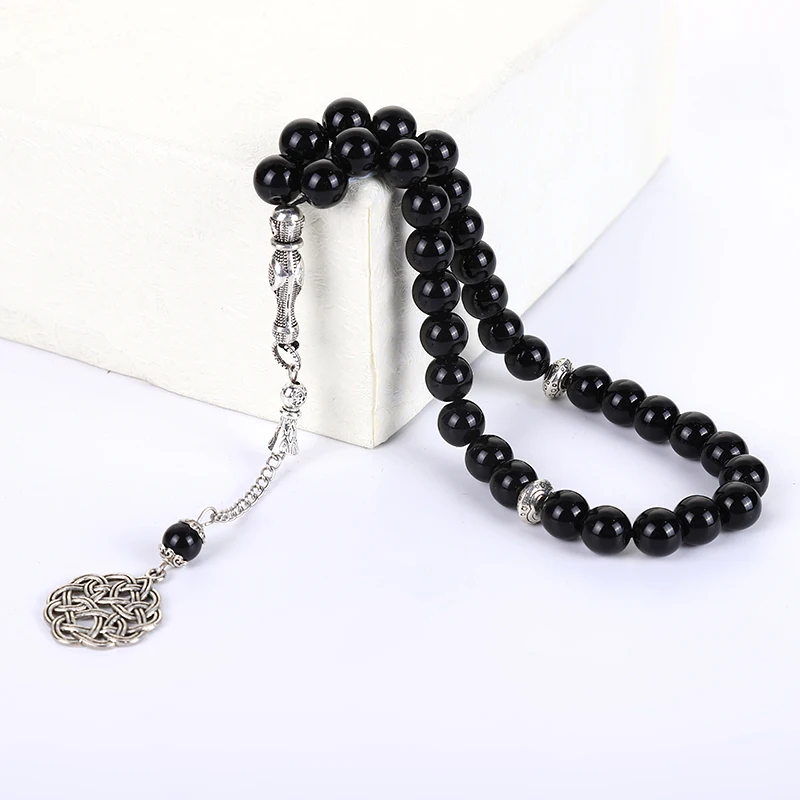 Камень бусины натуральный агат круглые декоративные 33 мусульманские четки