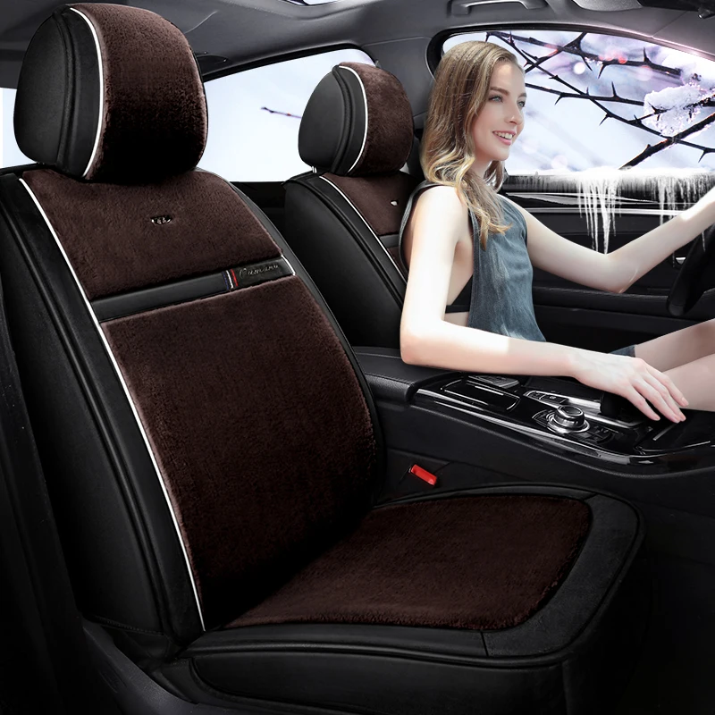 

360 all-enclosed rabbit fur warm car universal seat cushion, sports luxury car seat cushion cover, car interior