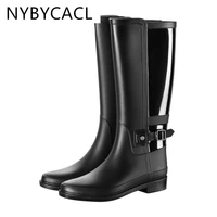 high rain boots adult high fashion motorcycle snow plastic waterproof buckle foreign rain shoes water shoes women rubbe galoshes