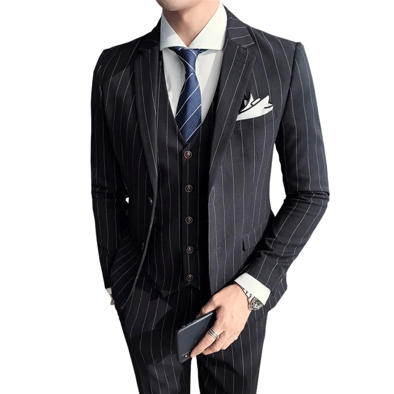 Для Мужчин's британский стиль вертикальные полосы Slim Fit деловой Банкетный