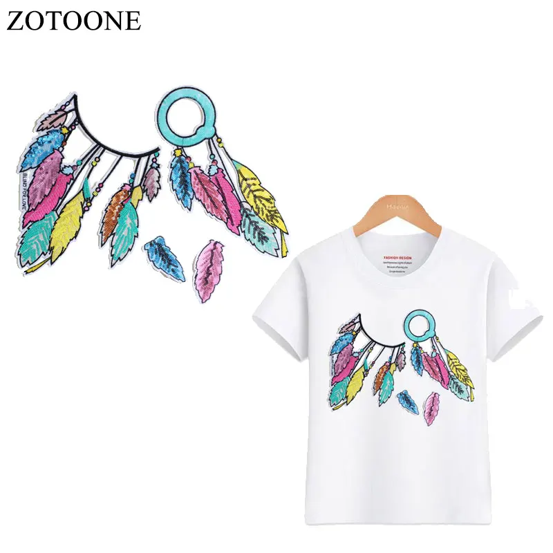 ZOTOONE перо патчи вышитые утюжок на Патчи для аппликация одежду пайетки поделок