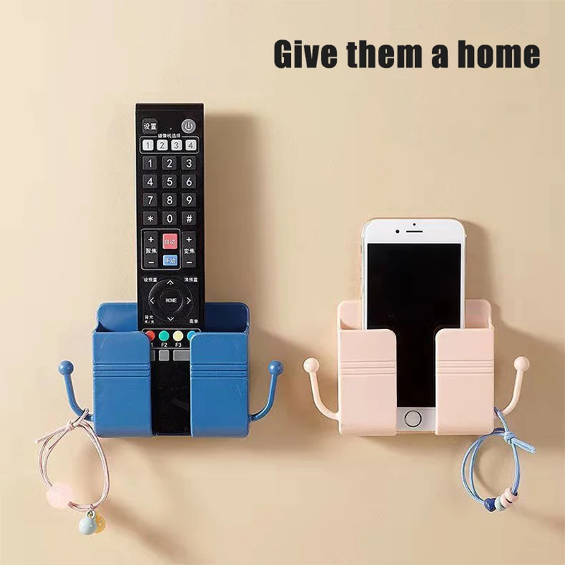 Punch Free Wall-Mounted Storage Box Remote Control Installed Mobile Phone Outlet Charging Multi-Function Hook | Дом и сад