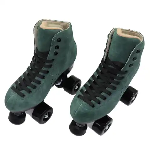 Jasper зеленый четырехколесный ролик, замша, кожа, двойная линия, скейт, для мужчин и женщин, профессиональный спорт, скейт, ретро, 4 колеса, пати...