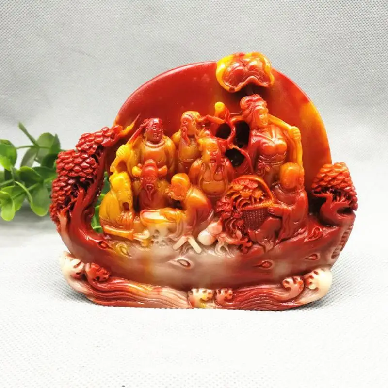 

Фэн-шуй, статуэтка, декоративный камень, украшение для крыльца, ручная резьба, Восемь Бессмертных людей, пересечение моря