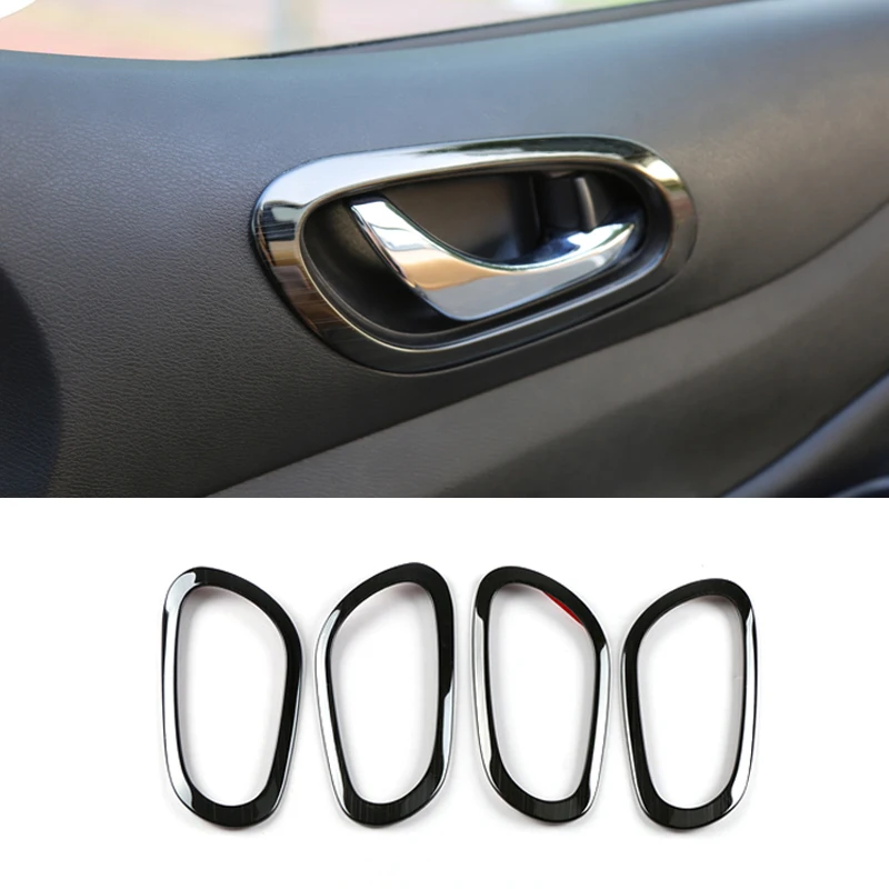 

For Nissan Navara 2017 2018 2019 2020 Stainless Black Car inner door Bowl protector frame Cover Trim Car accessories Styling