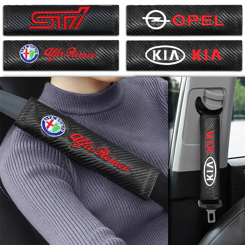 2 шт. углеродное волокно ремнями безопасности автомобиля плечевая накладка