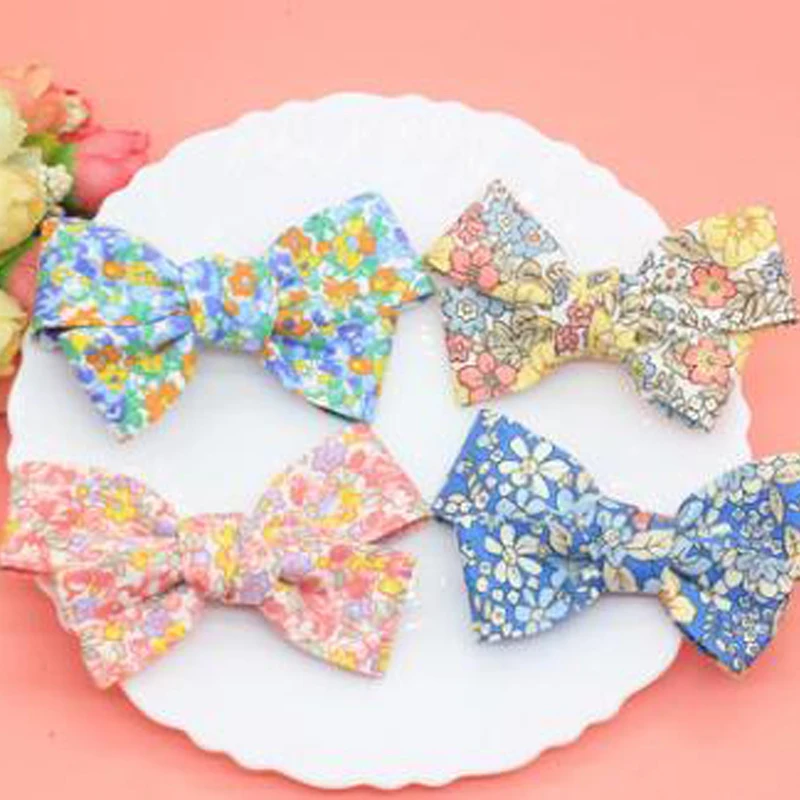 

5Pcs/lot New floral fabric bow patches,mini tie bow appliques,kid headwear,garments accessories,DIYhandmade materials
