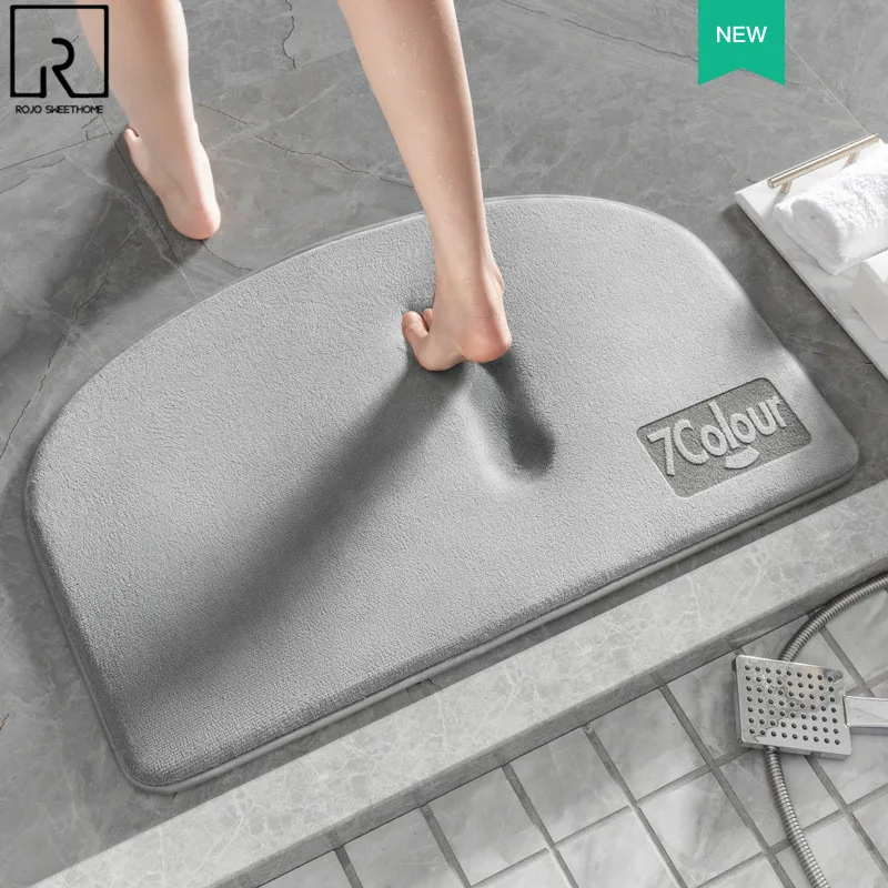 

Solid Color Bath Rugs Water Absorption Floor Mat Foot Bathroom Carpet Entrance Doormats Anti-slip Mat Toilet Home WC Accessories