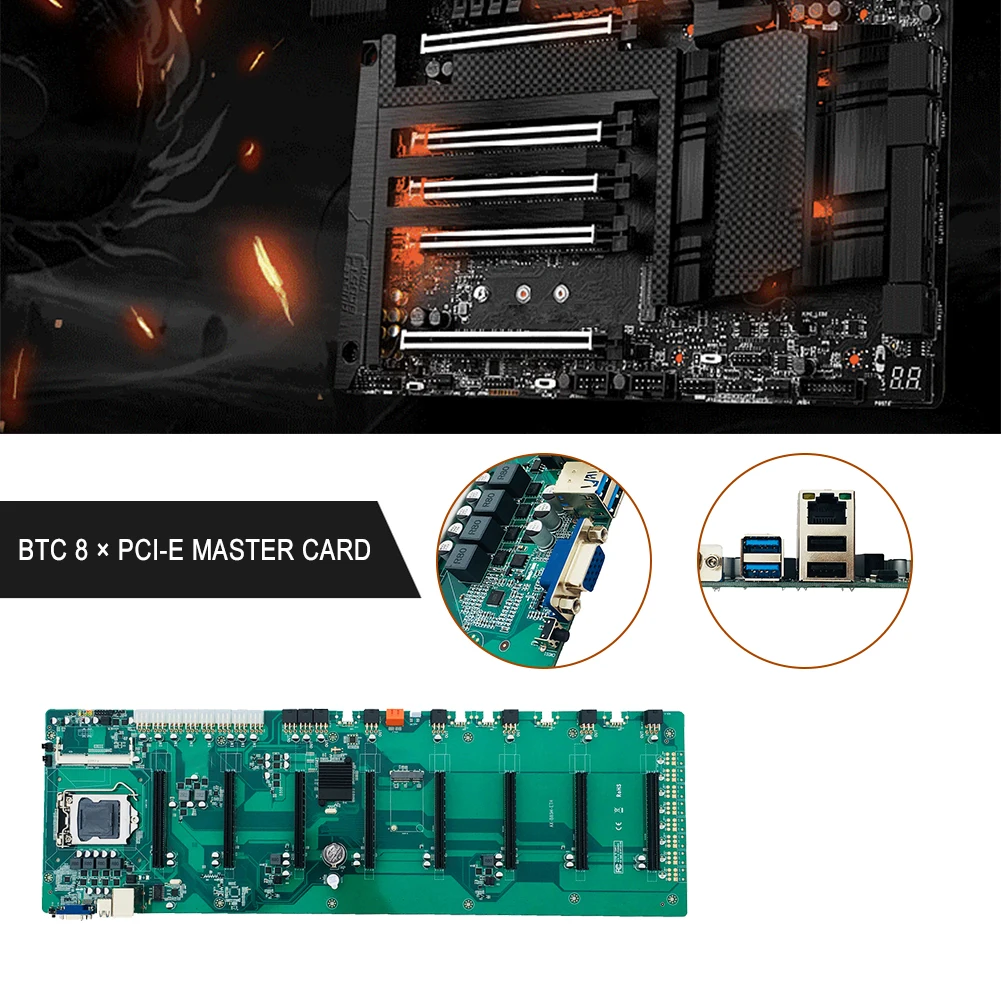 

B85 In-line BTC Multi-graphics 8 Card Motherboard Mine Board LGA 1150 ETH Large Space Motherboard Mine Board for Desktop