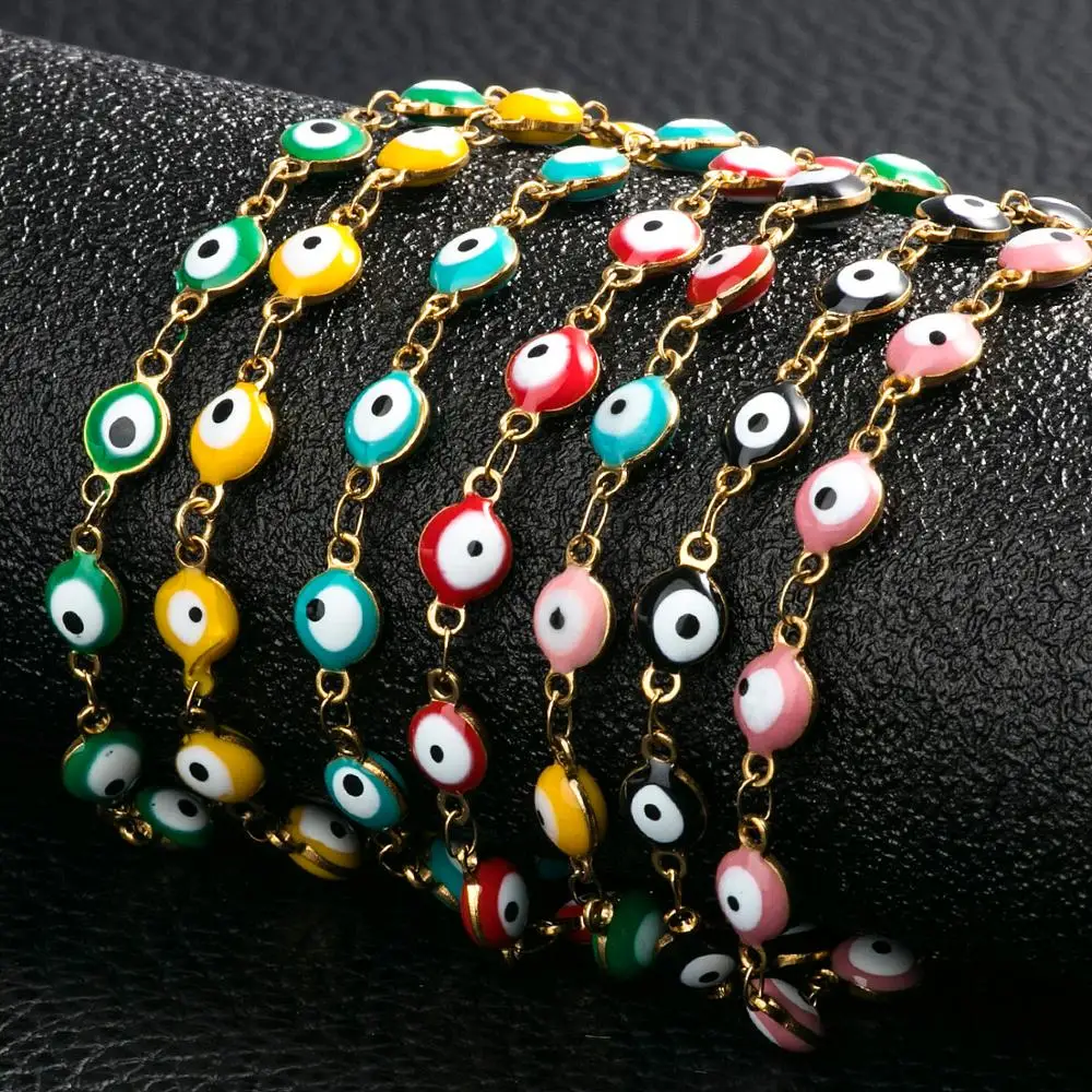 Женский браслет с эмалью 6 мм из нержавеющей стали удлинителем|Цепочки и