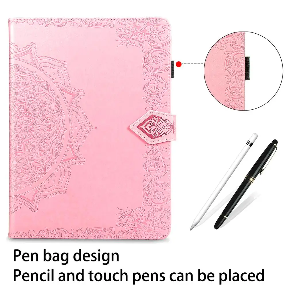 

For iPad Air 4 10.9 Tablet Case Embossed Flower Folio Leather Magnetic Wallet Soft TPU Kickstand Shell Cover for iPad Air 4 2020