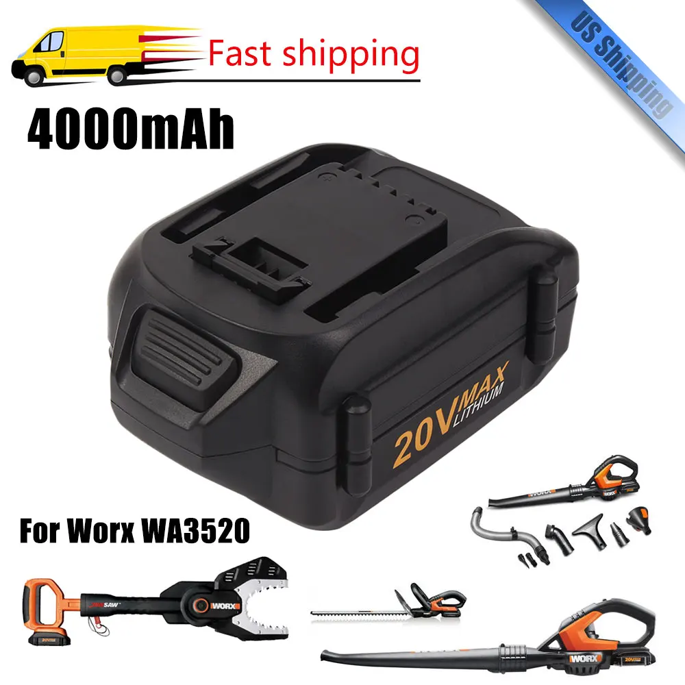 Вану 2 шт. 20V 4000 мА/ч, 4.0Ah WA3520 Перезаряжаемые Батарея для WORX-WA3742 WG155 WG160 WG255 WG545 WA3520 WA3525 WA3760 WA3553