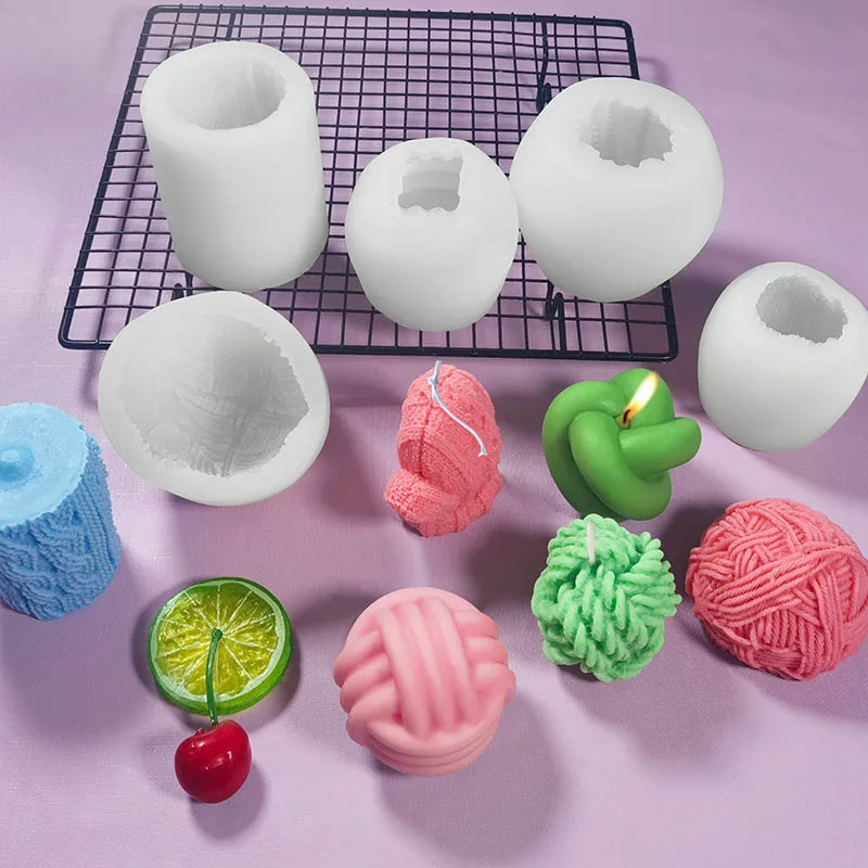 

3D Silicone Knitting Wool Ball Candles Mould Wax Candle Mold Handcraft Ornaments Gypsum Mould Candle Making Supplies