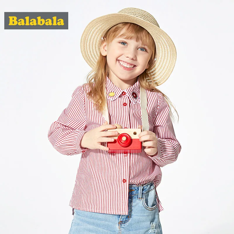 Детские хлопковые рубашки Balabala полосатые топы с длинными рукавами для маленьких