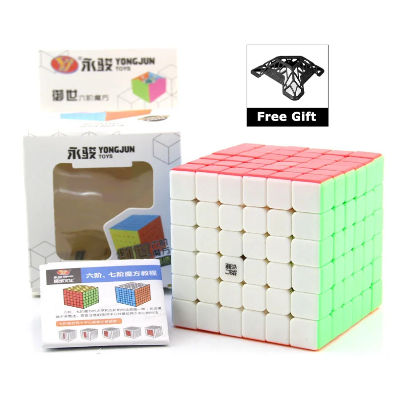 

YONGJUN YUSHI Tickerless 6*6*6 Magic Cube Speed Puzzle 6x6 Cube Educational Toys with Bracket 68mm