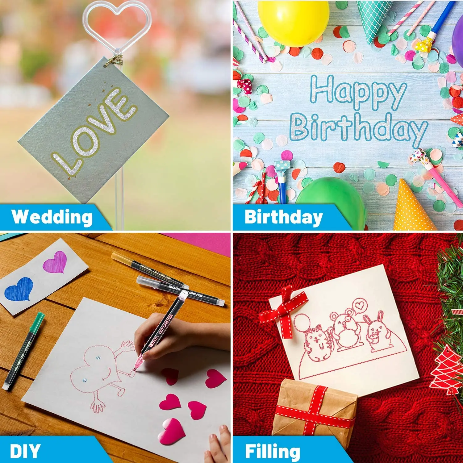 

12pcs/set Metal Paint Marker Pen Diy Album Scrapbooking Outline Marker Glitter for Drawing Painting Set School Supplies