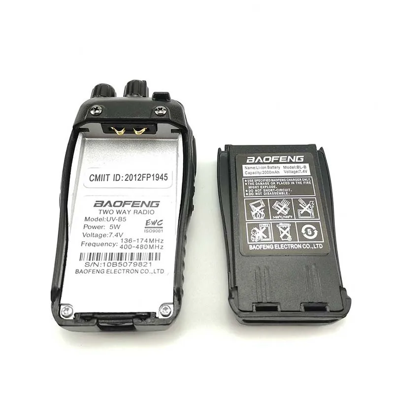 Baofeng UV-B5 иди и болтай Walkie Talkie “иди 5 Вт UHF VHFSMA-F Dual Band легкий Портативный Ham