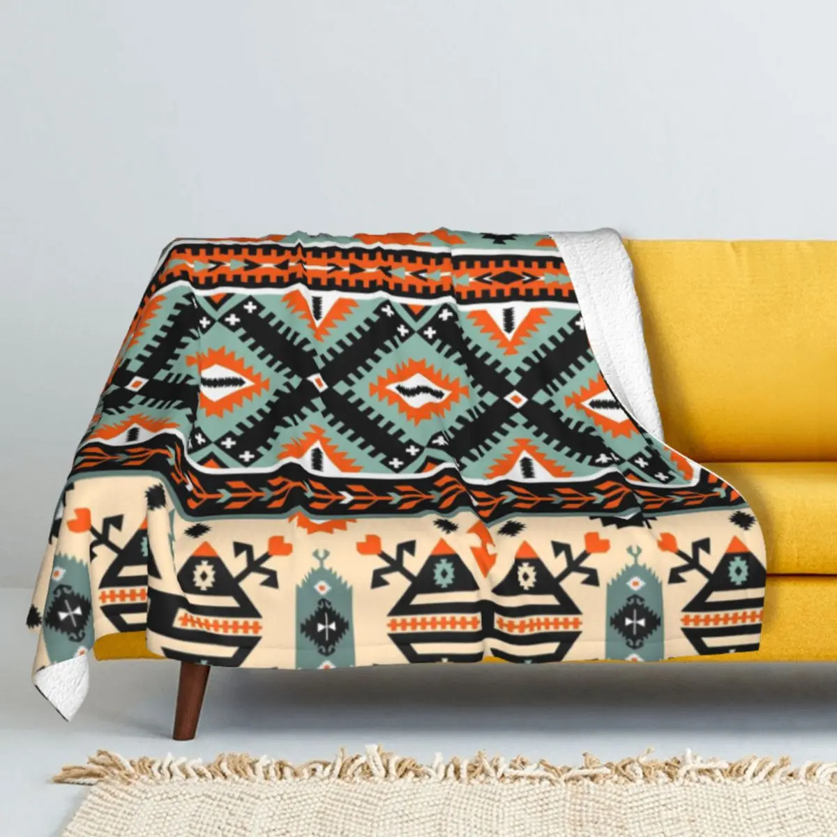 

Boho Navajo шаблон Var. Утолщенное Двухслойное шерстяное одеяло, 5 слоев