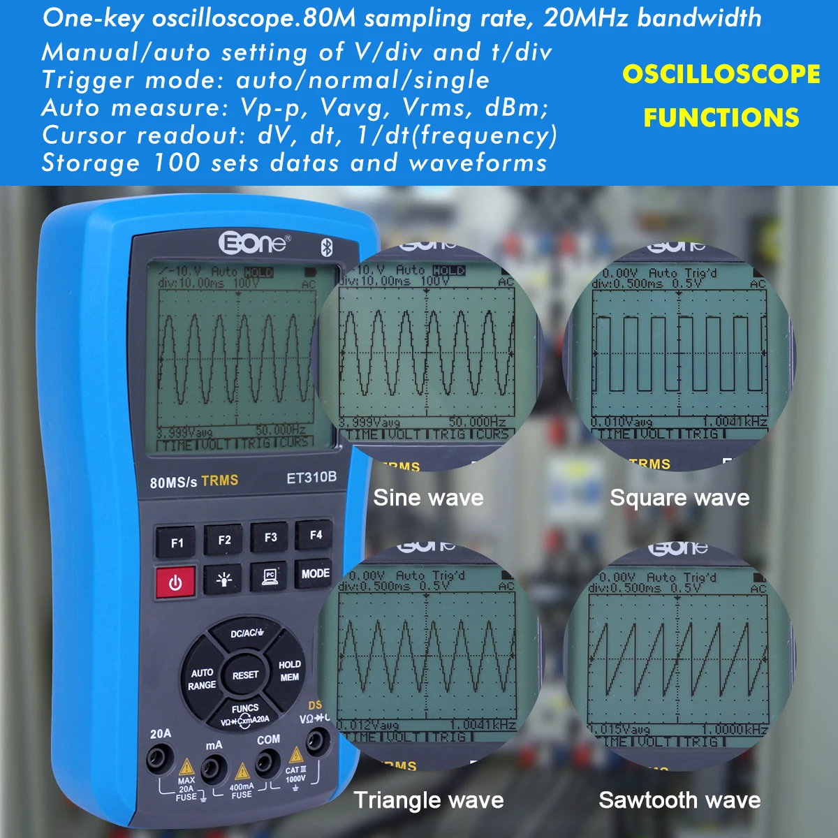 ET310 Bluetooth-осциллограф мультиметр портативный цифровой осциллограф набор