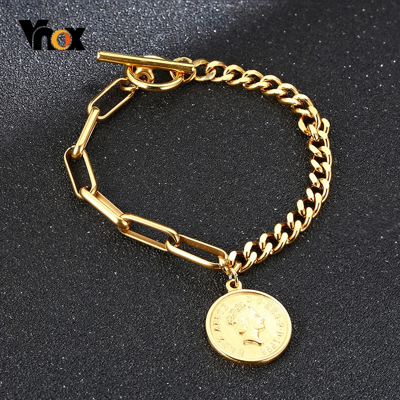 Vnox новый дизайн стильные браслеты цепочки для женщин золотой тон Мария