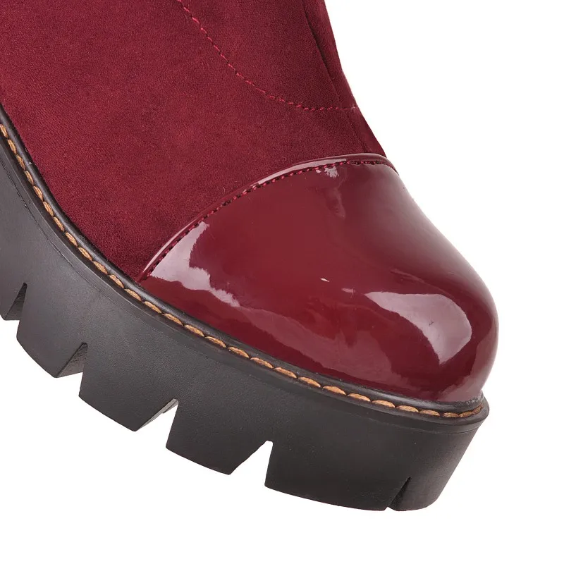 Женские ботильоны с круглым носком водонепроницаемые ботинки на платформе