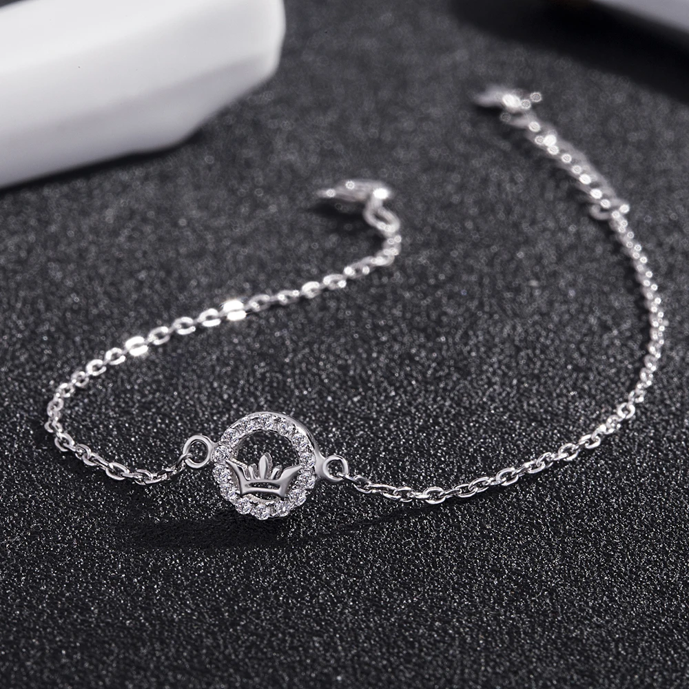 Изысканный тонкий браслет из стерлингового серебра 925 пробы с шармами элегантные