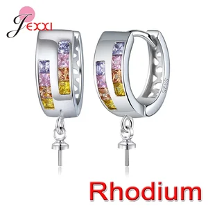 Застежки-крючки для сережек сделай сам из фианита, фурнитура и аксессуары для изготовления ювелирных изделий из 925 пробы и серебра, фурнитура с кубическим цирконием, 1 пара