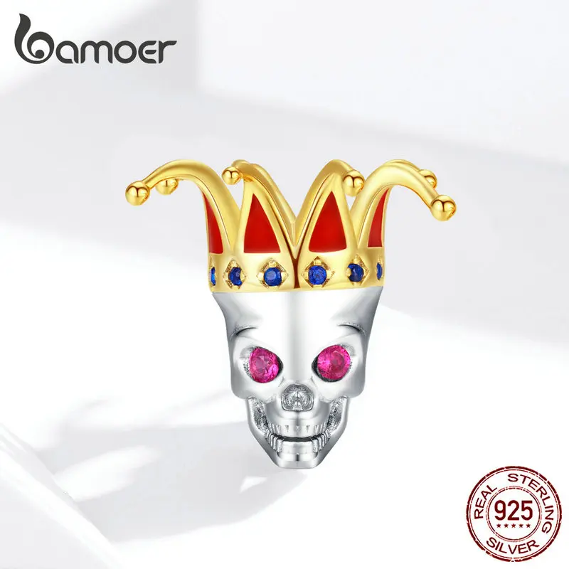 Bamoer дизайн 925 пробы Серебряный Джокер призрак бусины Шарм fit браслет Хэллоуин фестиваль коллекция SCC1363