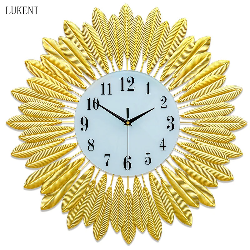 Round 50cm Gold Blue Watches Iron Creative Clock Wall Modern Design Living Room Metal Fashion Home Decoration | Дом и сад